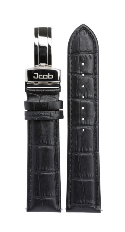 Jcob Einzeiger JCS-LS02 leren horlogeband zwart